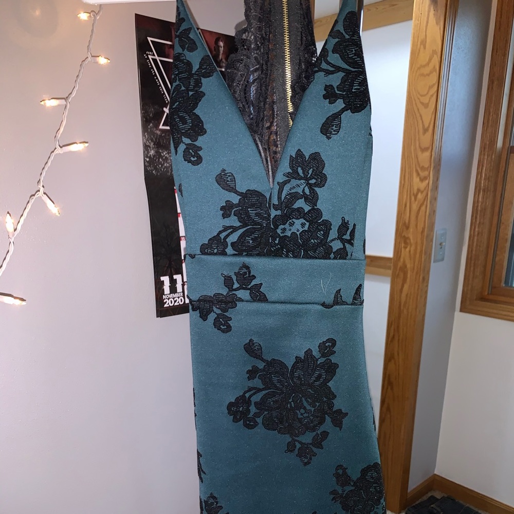 Dark green floral dress